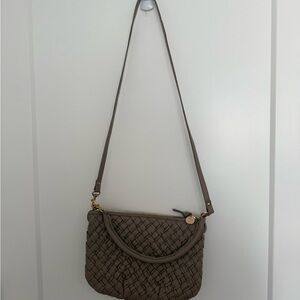 Clare V Grey Woven Crossbody Bag